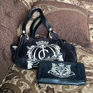Juicy couture black and tan  purse with wallet